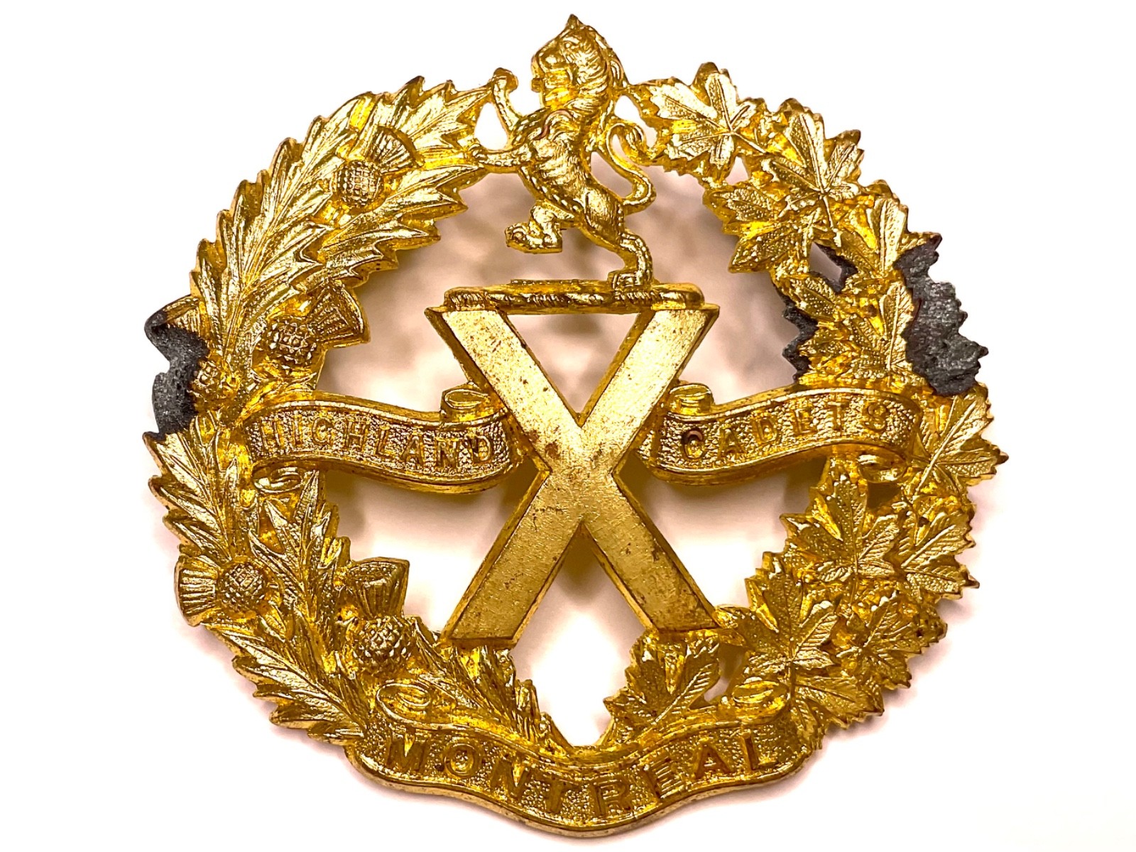 Montreal Highland Cadets Glengarry Cap Badge Canada Scottish Highlander Antique
