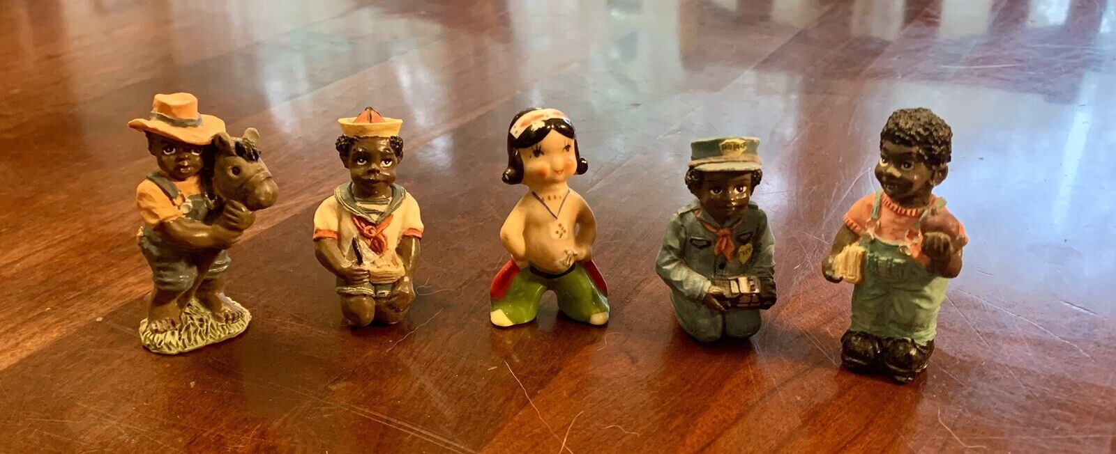 Lot Of 5: Vintage African American Boys & Native Figurines