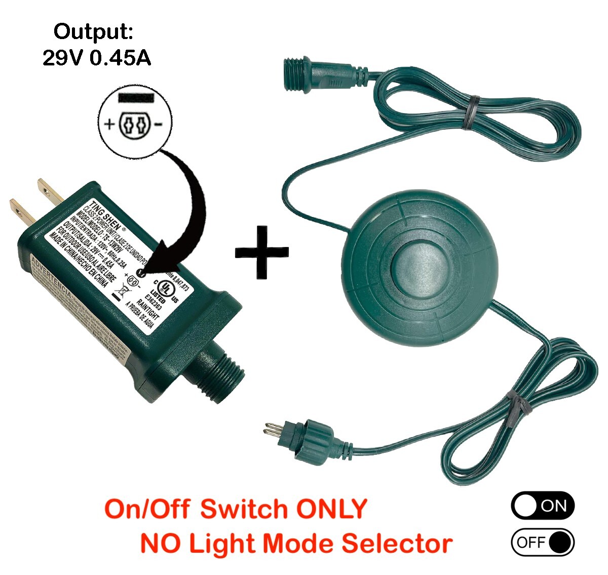 Set Adapter DC 29V 0.45A + Power Cord Foot Switch 1/2in Plug 6Ft - NO LIGHT MODE