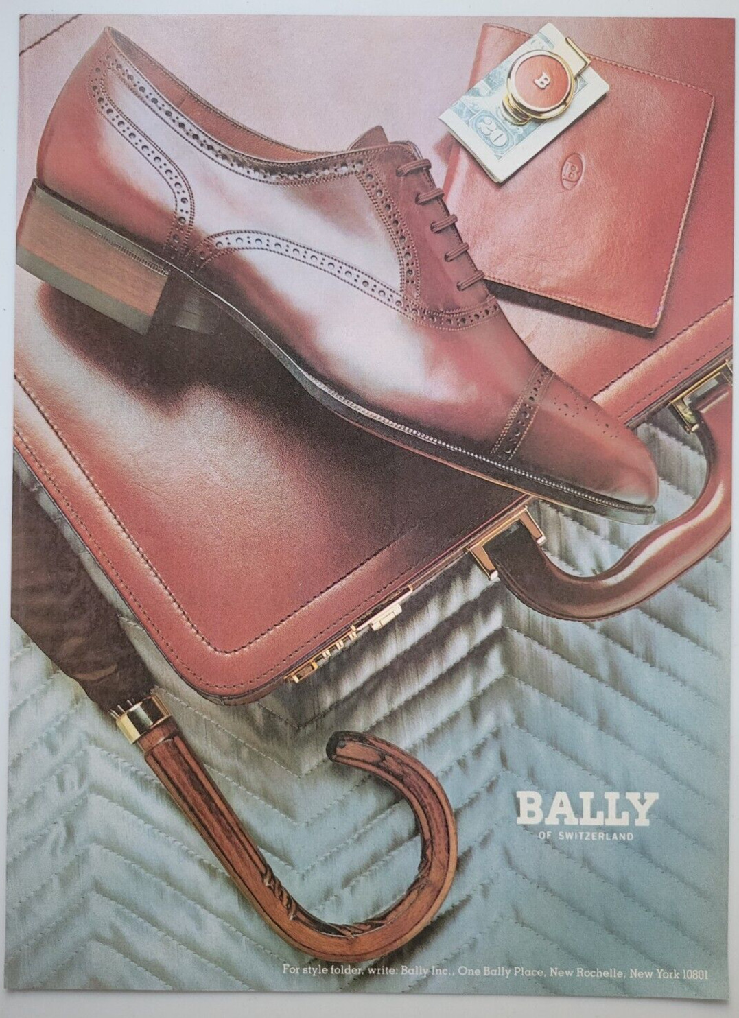 Bally Switzerland Accessories Shoes Wallet 1982 New Yorker Print Ad 8x10.5