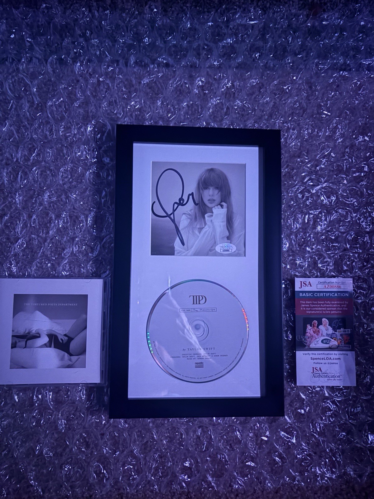 Taylor Swift Autographed Framed Display JSA COA Tortured Poets Department CD