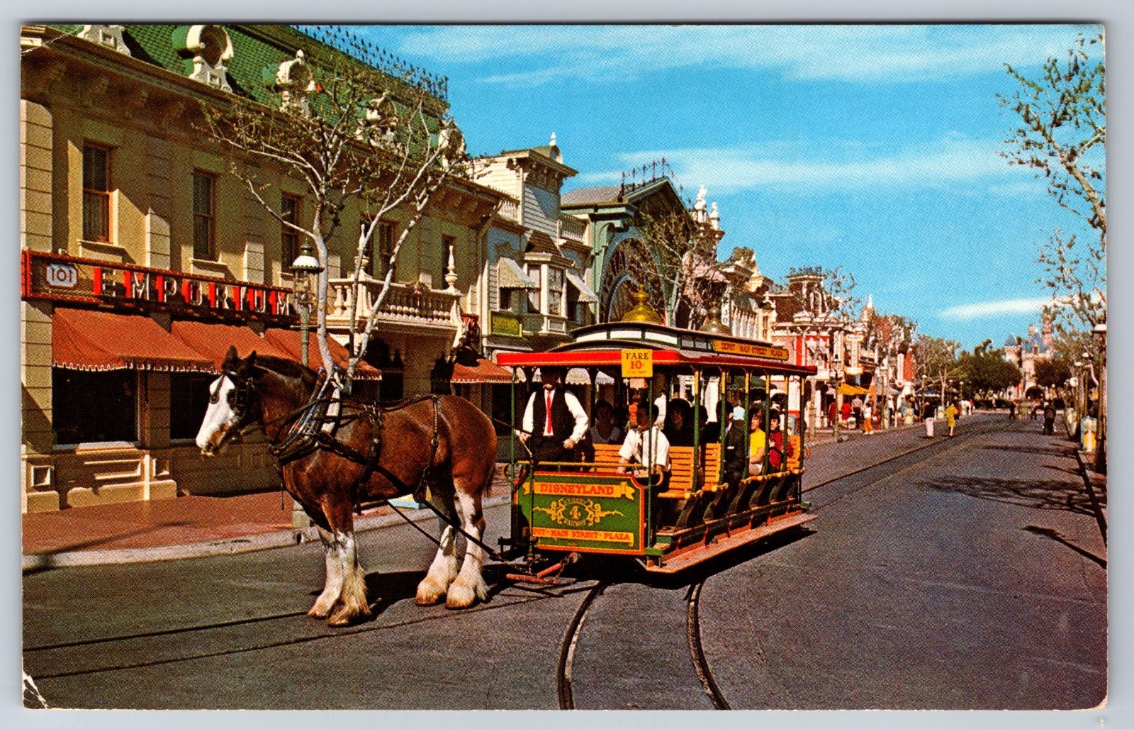 Horse Drawn Street Car Guest ride Main Street 1971 Disneyland Cali Postcard