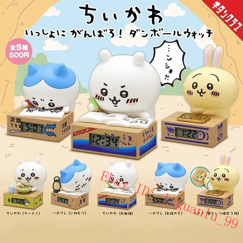 5Pcs/set Chiikawa Clock Series Pvc Figure Statue Model Mini Clock Ornament