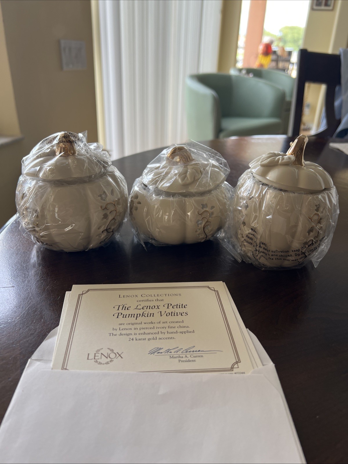 New - Set of 3 Lenox Petite Pumpkin Votive Candle Holders
