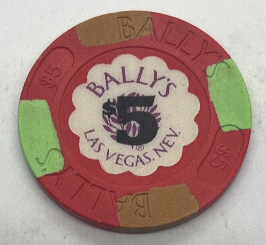 Bally’s Hotel Casino Las Vegas Nevada NV $5 Chip Red Green Brown House Mold 1986