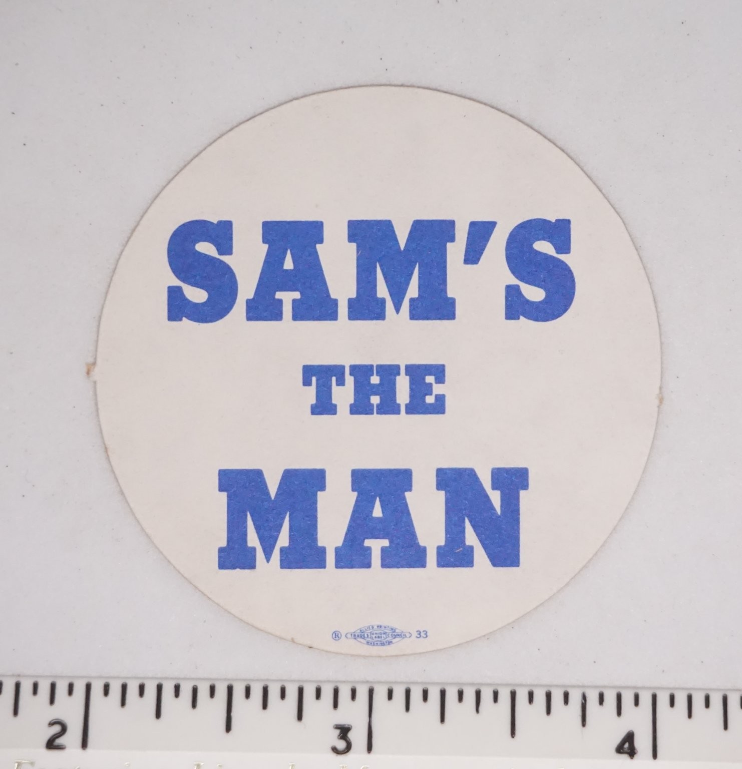 Sam's The Man Coal Sticker Mining Hard Hat Vintage Slogan
