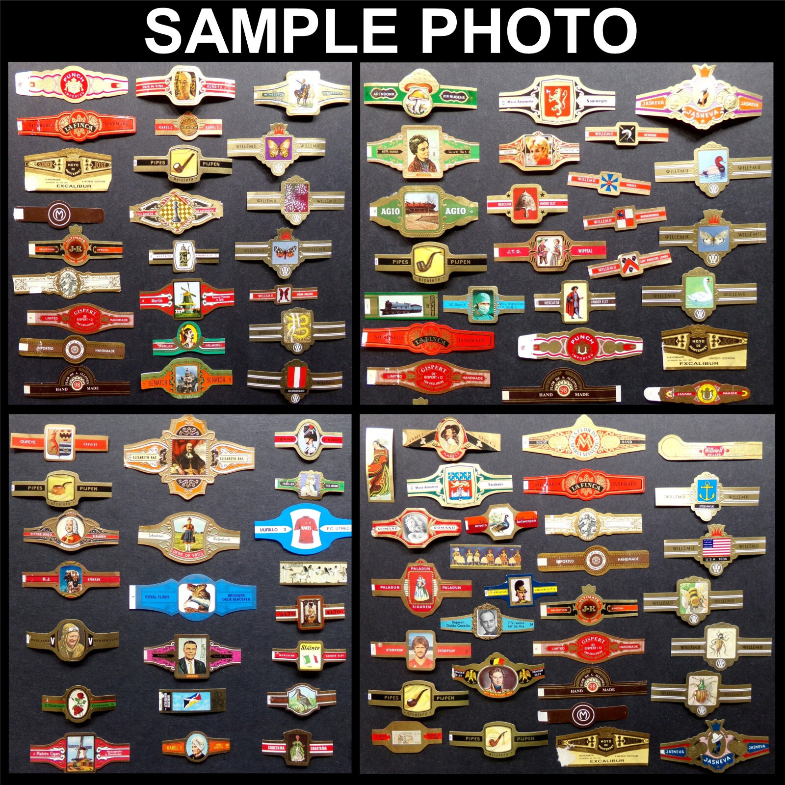 100 CIGAR BANDS: Worldwide Vintage Random Mixed Lot, World Band Label Collection