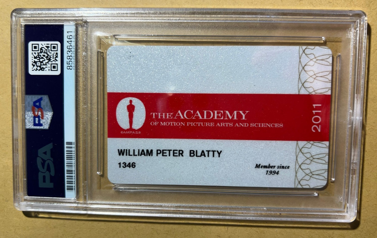 William Peter Blatty Signed Academy Award Membership Card PSA/DNA Slab Exorcist