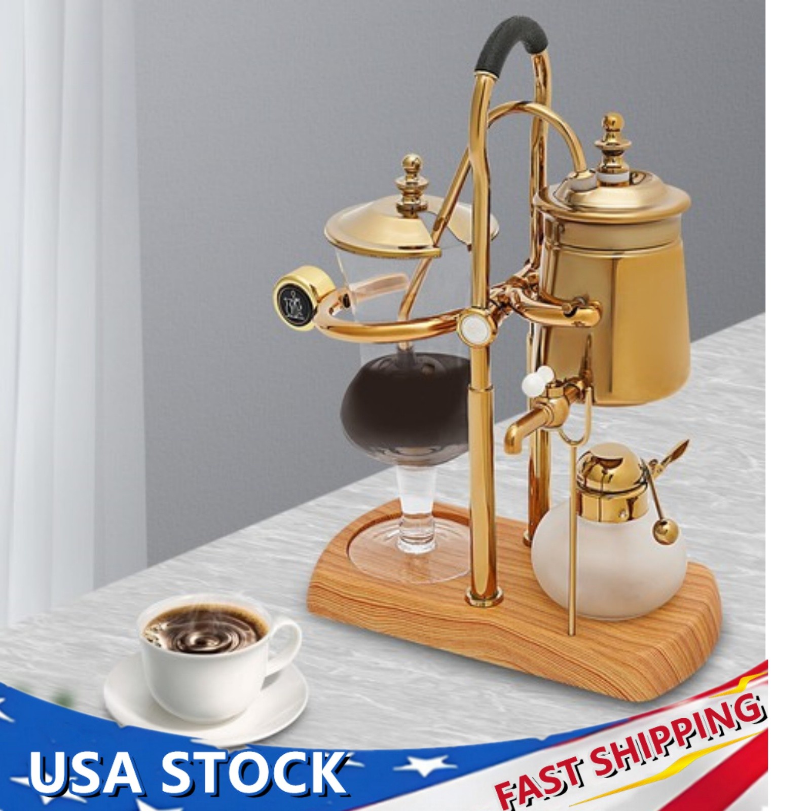 15OZ Royal Belgian Belgium Balance Syphon Coffee Maker Siphon Brewer Golden