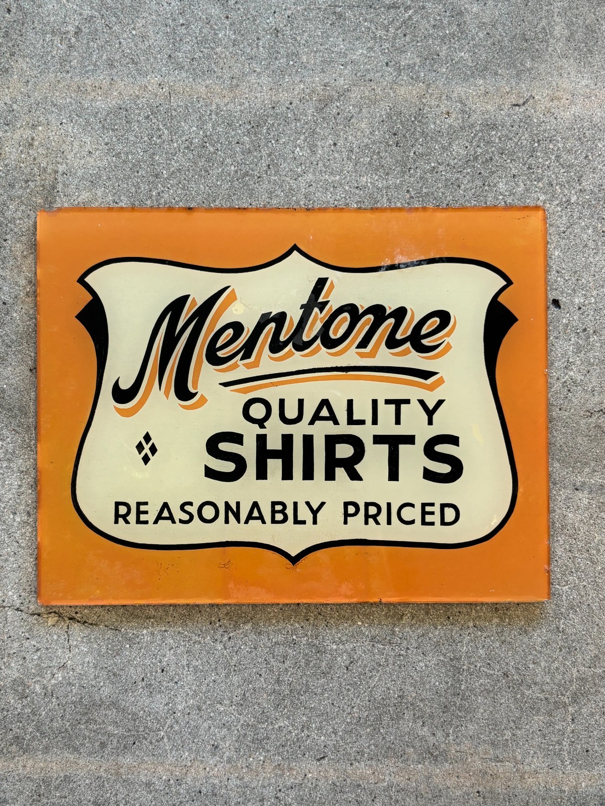Vintage 1950s Mentone Quality Shirts Sign