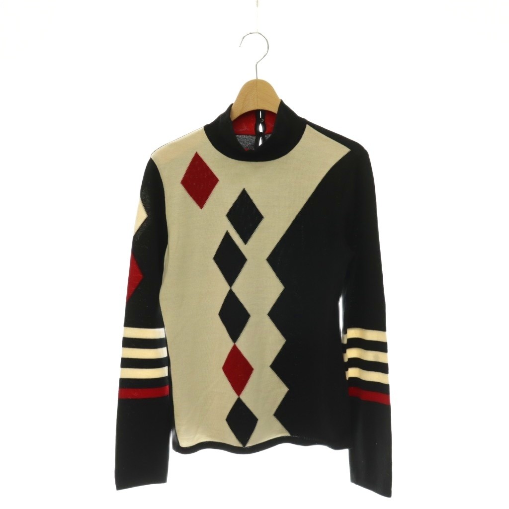 Escada Wool Knit Sweater Black Ivory Long Sleeve Ladies 36 AB (Ages 14+)