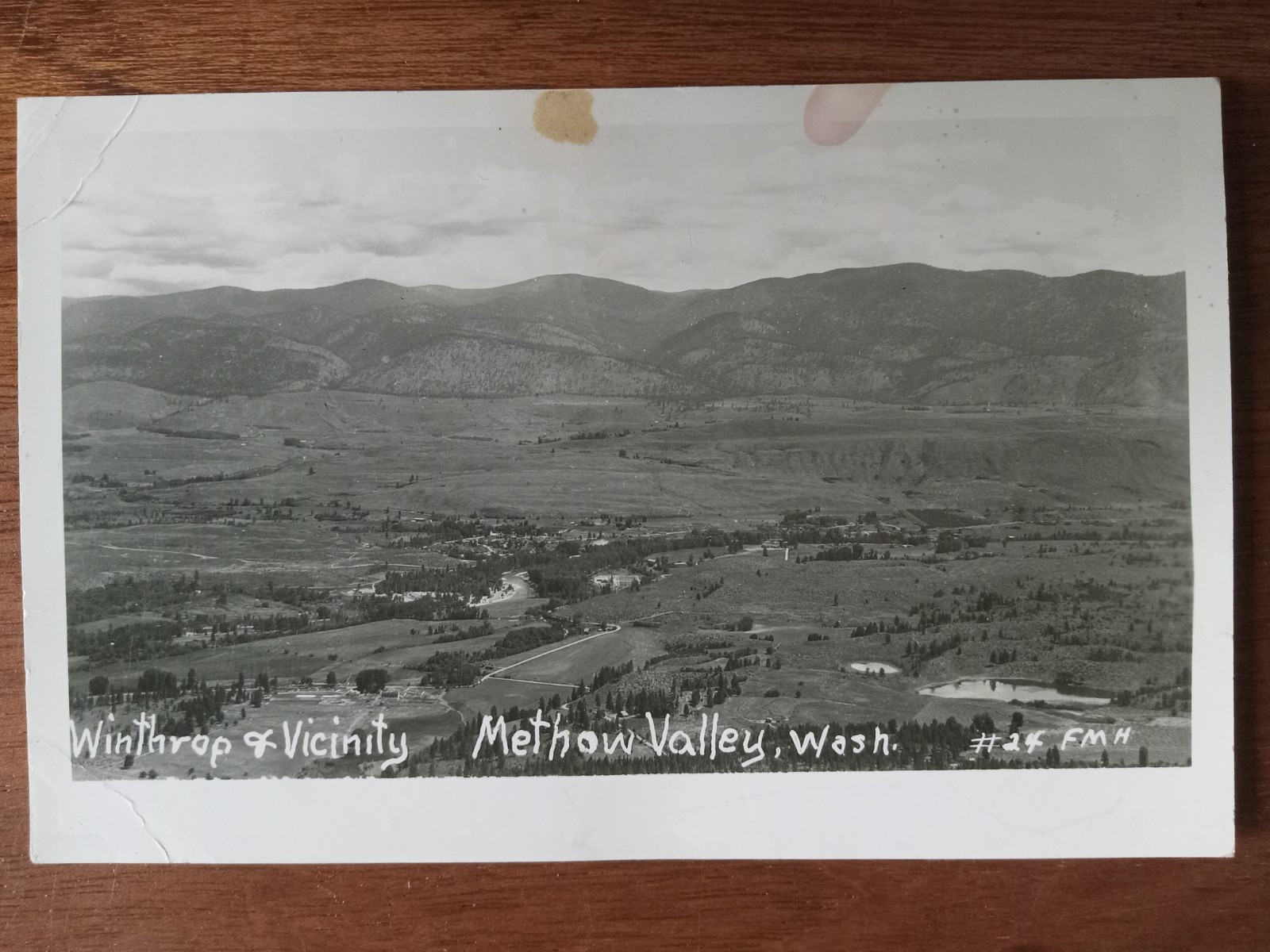 c1960 RPPC Aerial View of Winthrop, Okanogan Co, WA, Methow Vly, FM Haddon #24