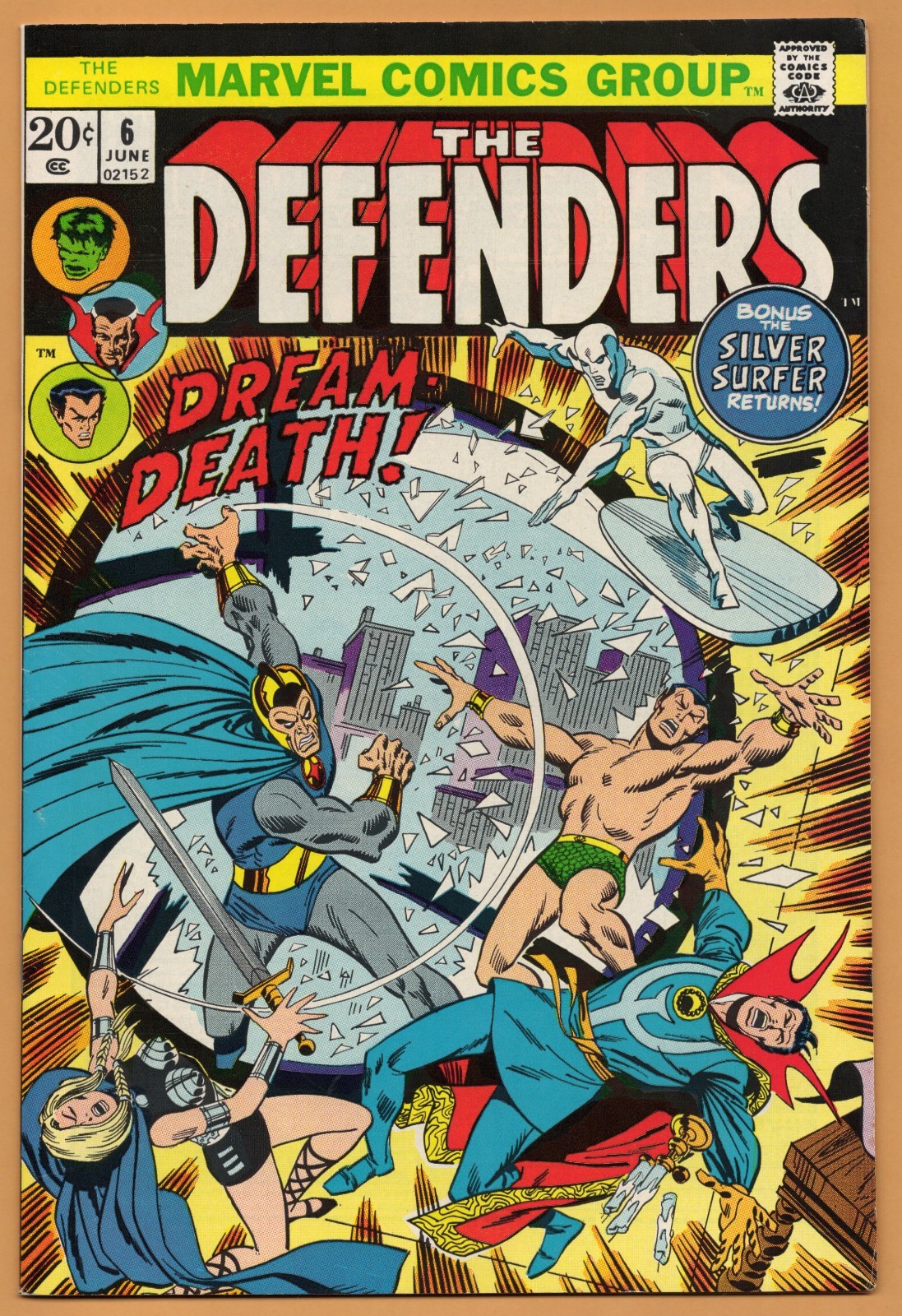 DEFENDERS  # 6   8.5    VERY FINE+   SUBMARINER, HULK, DR. STRANGE, VALKYRIE