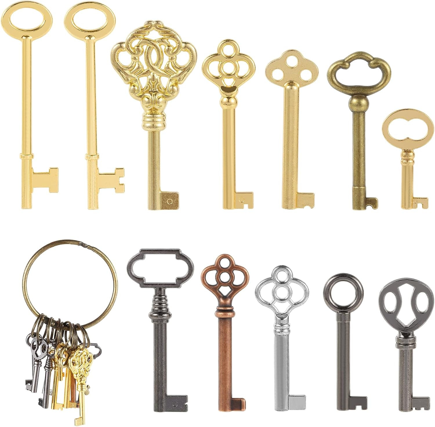 12pcs Skeleton Key Set | Universal Hollow Barrel Keys for Antique Cabinet Door