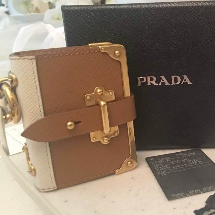Prada Memo Stationery Mini Key Charm Leather Brown Deadstock Not Used