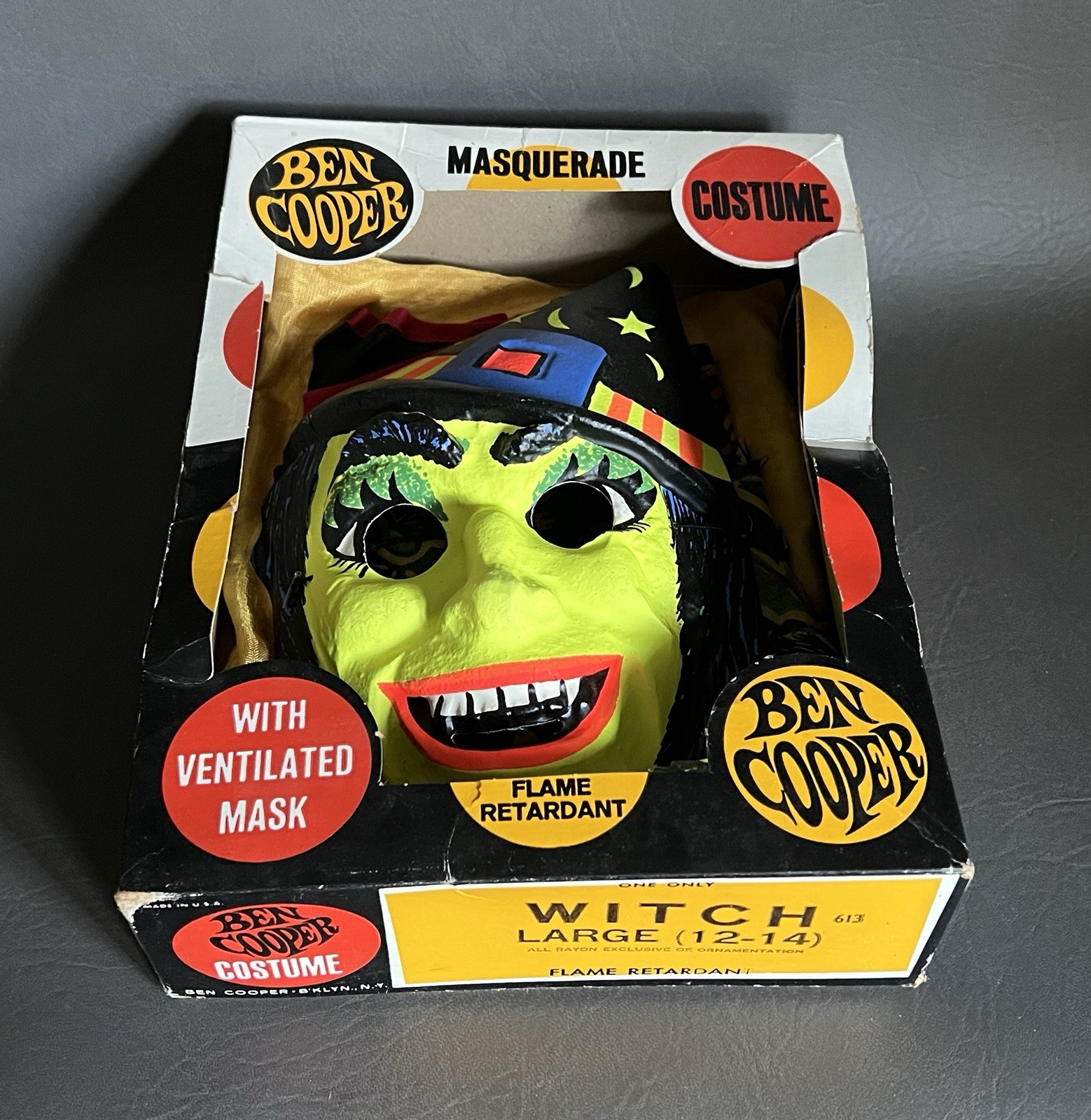 Vintage Ben Cooper Salem Witch Halloween Mask And Costume In Box Woolworth
