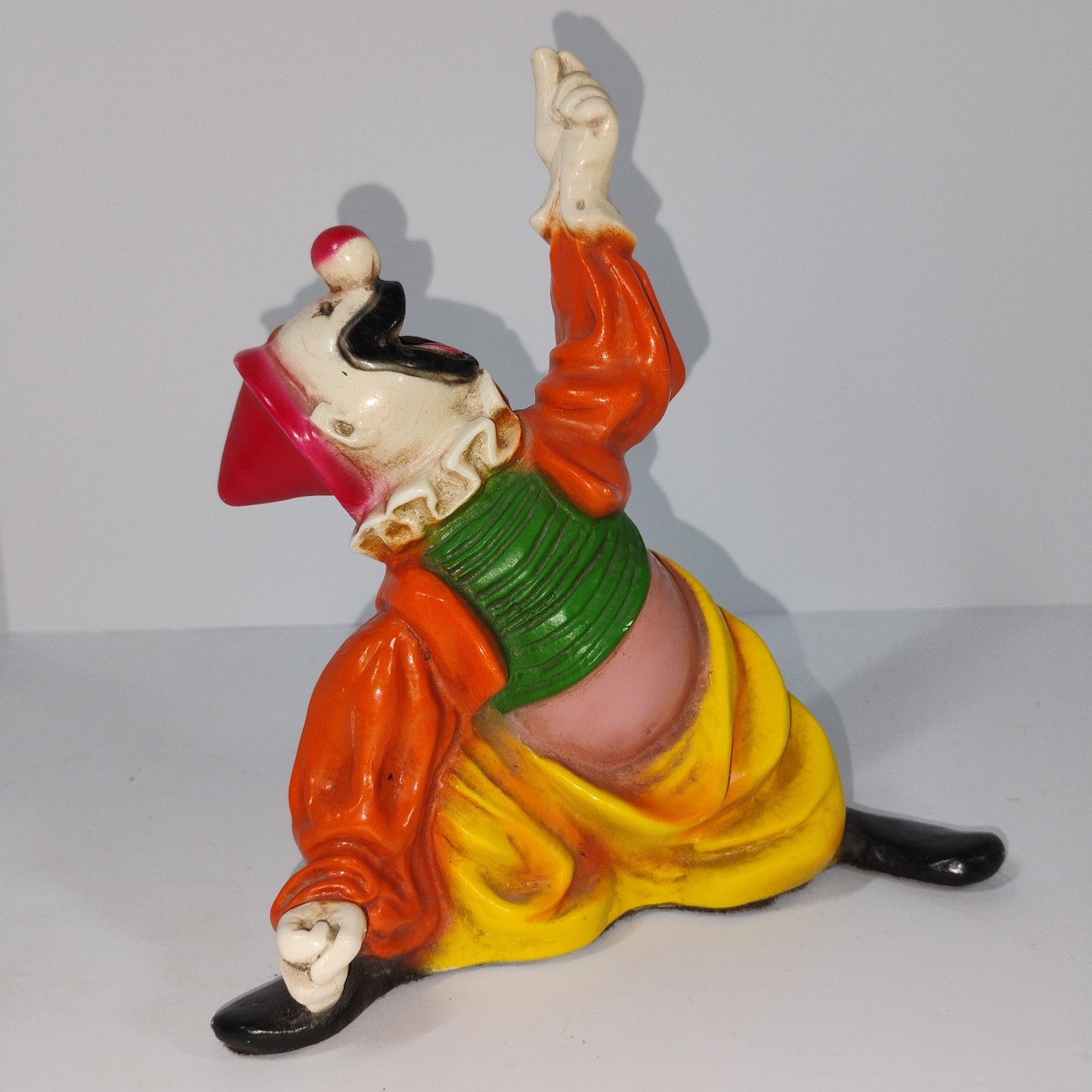 Vintage Universal Statuary Chalkware Happy Dancing Laughing Clown Figure 1970\'s 