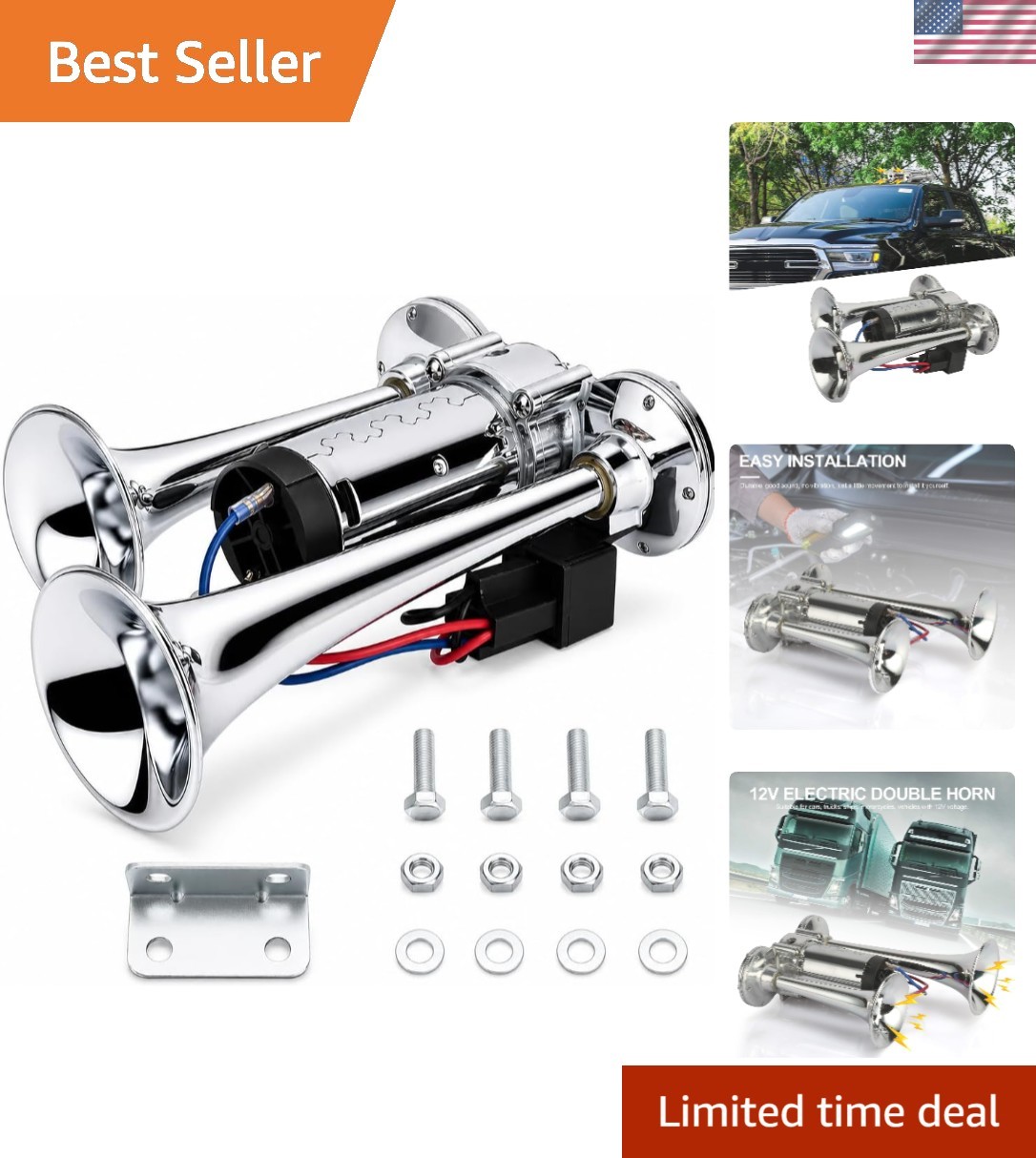 High-Performance 600DB Dual Air Horn with Compressor - Ideal for All Vehicles