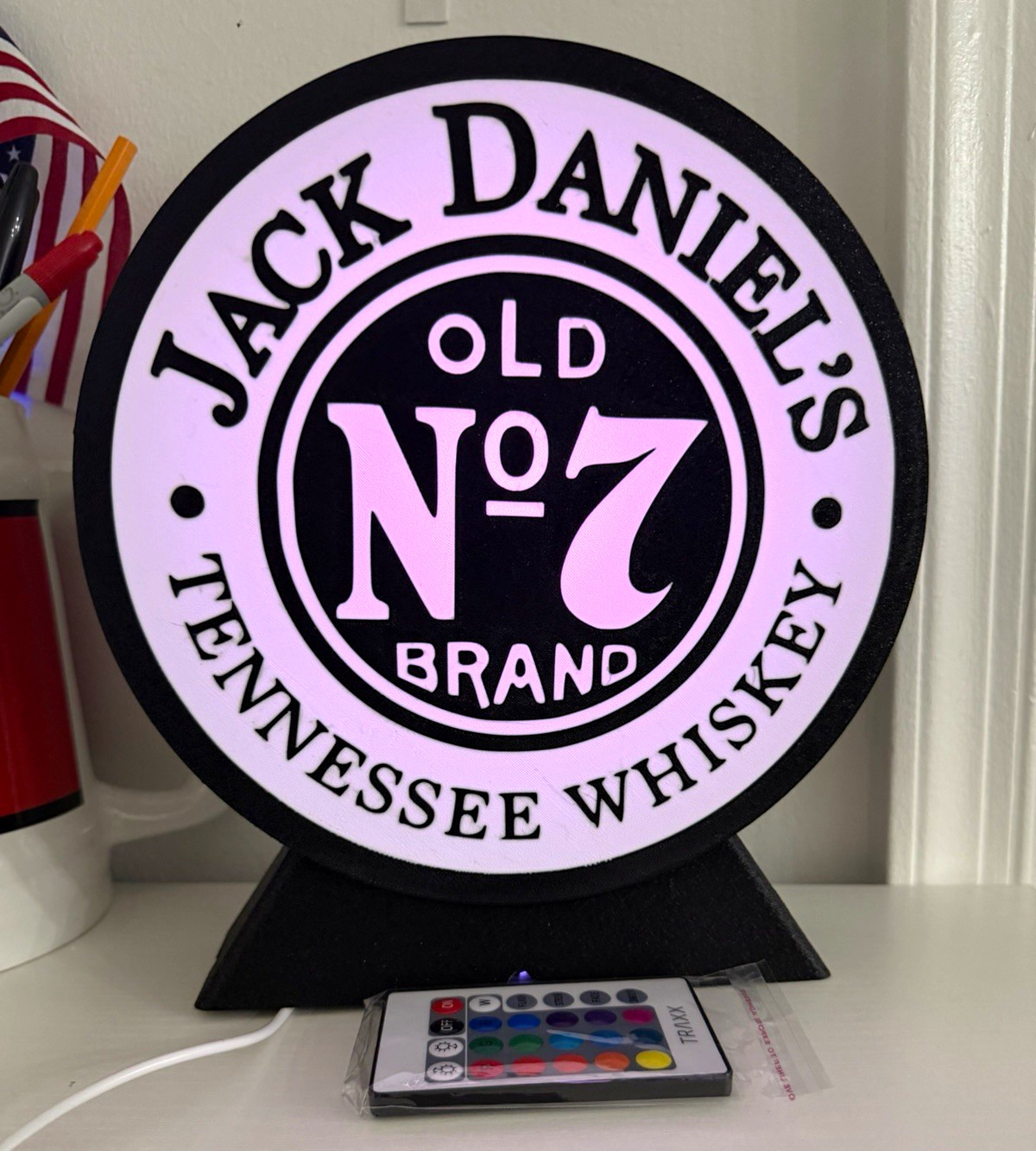 Jack Daniel’s Old No. 7 Tennessee Whiskey Lighted LED Sign w/ Remote Black/White