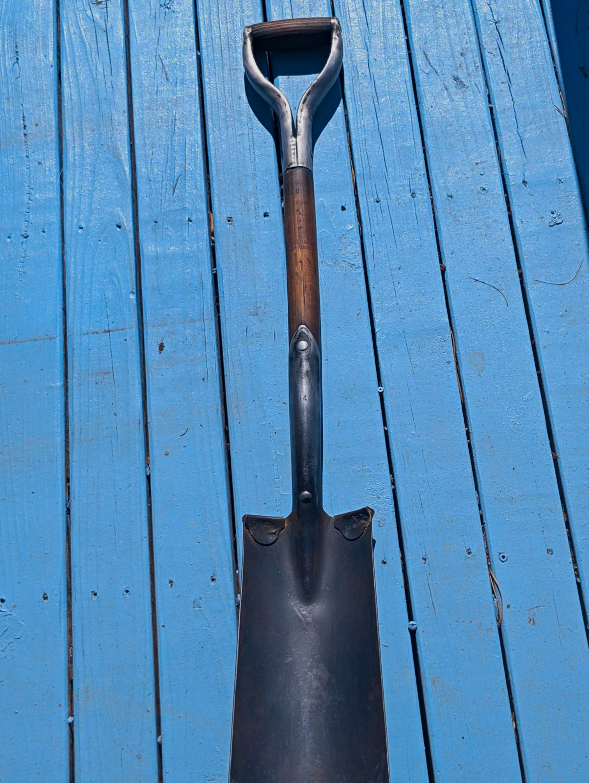 ALL ORIGINAL Vintage True Temper No. 14 Plain-Back Drain Spade w Armor D Handle 