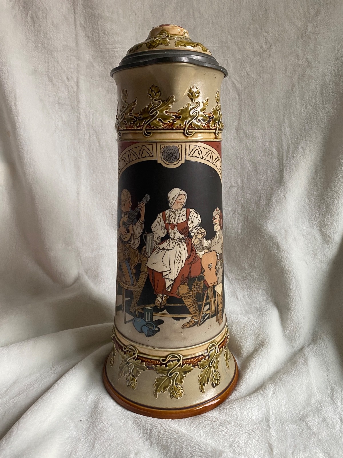 Antique 1901 Mettlach 2692 Drinker Hostess 3L Master Stein Villeroy Boch
