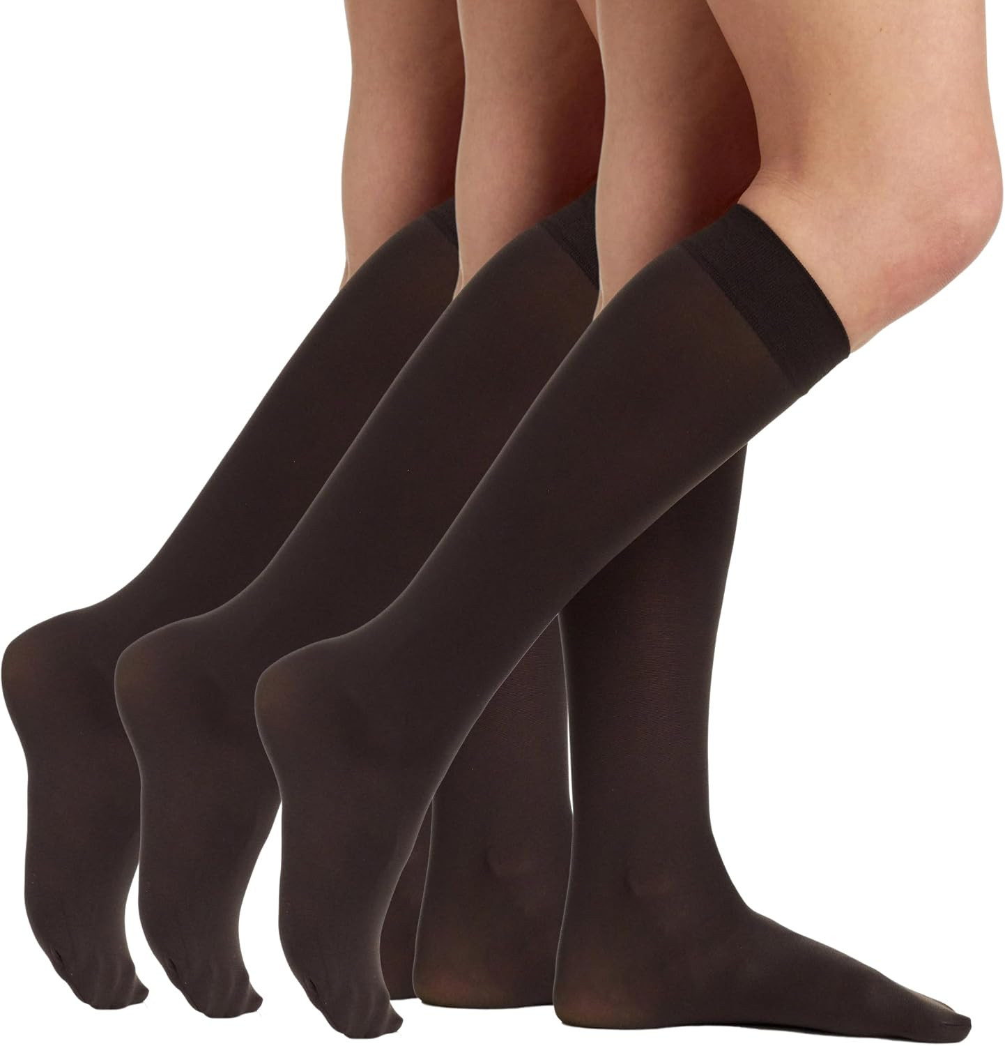 Womens Plus Size Opaque Knee Highs 3 Pack 6724 Hosiery Trouser Socks