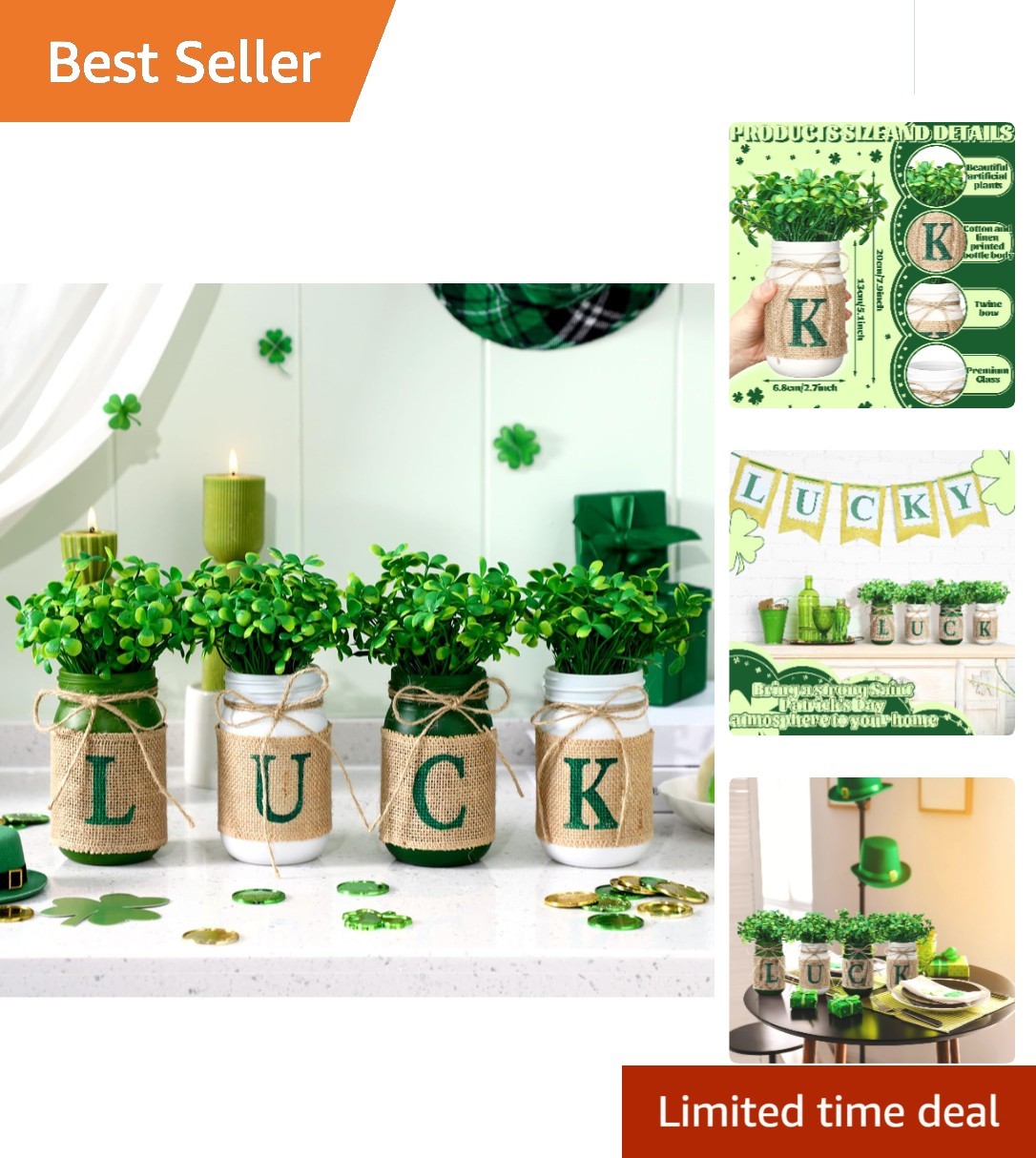 4 Pcs St. Patrick\'s Day Table Decor St. Patrick\'s Day Shamrock Centerpiece fo...