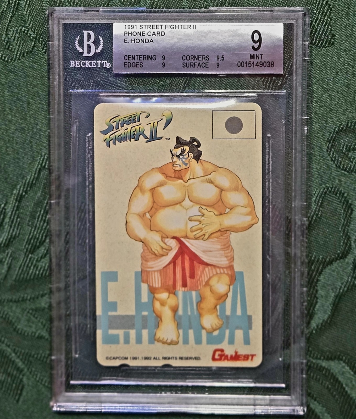 1991-1992 Street Fighter II E. Honda Japanese Phone Card BGS 9 MT Gamest Capcom