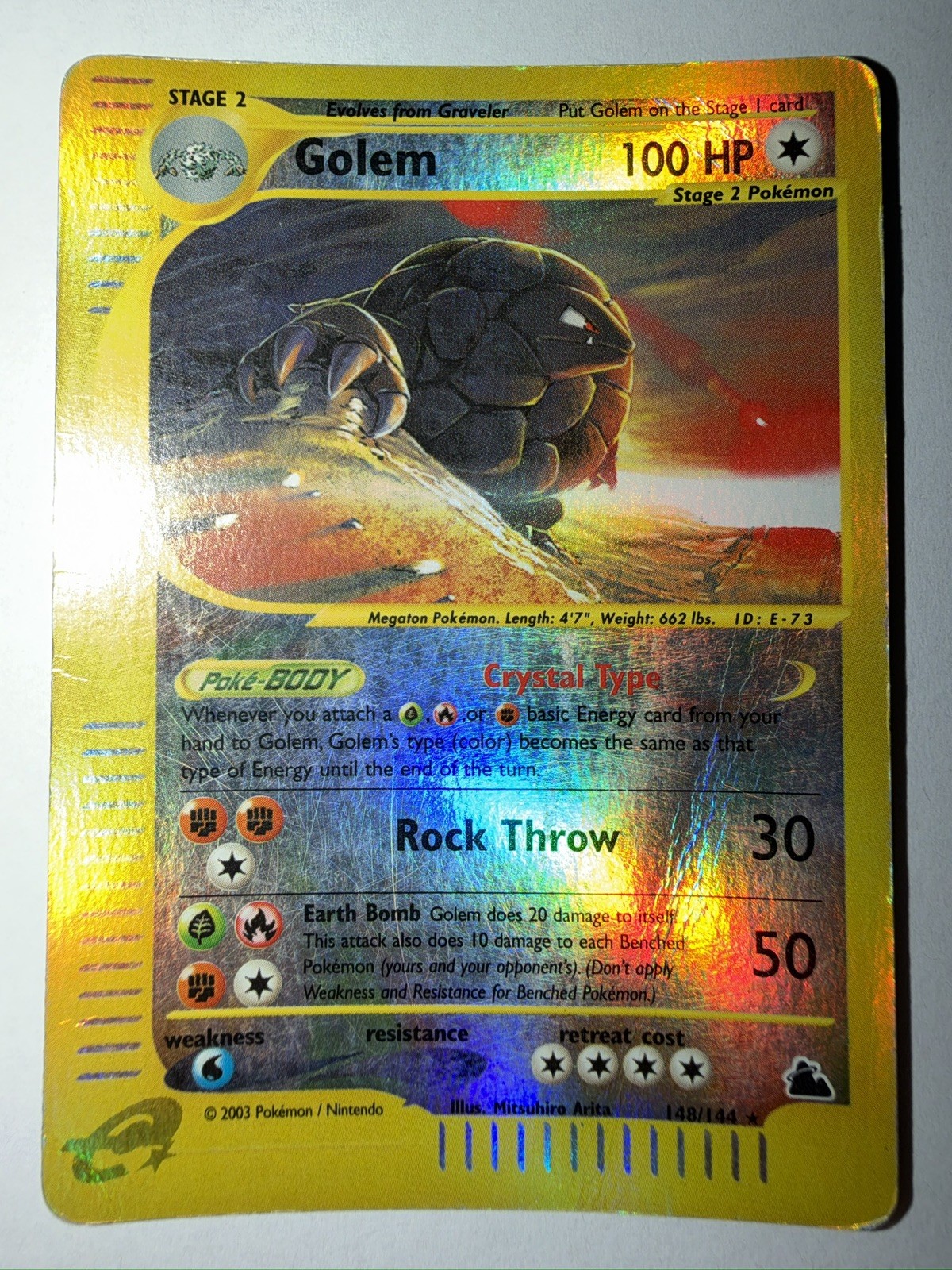 Pokemon TCG Skyridge Golem 148/144 Condition Crystal Type Holo Rare 2003