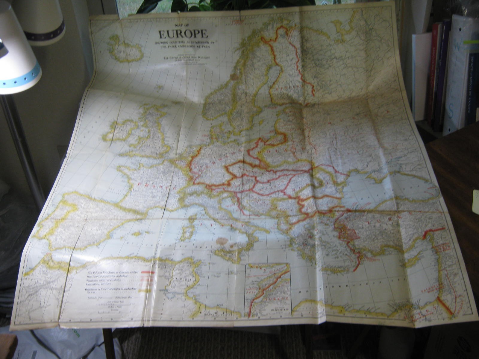 ANTIQUE MAP OF EUROPE National Geographic 1920 The Peace Conference at Paris