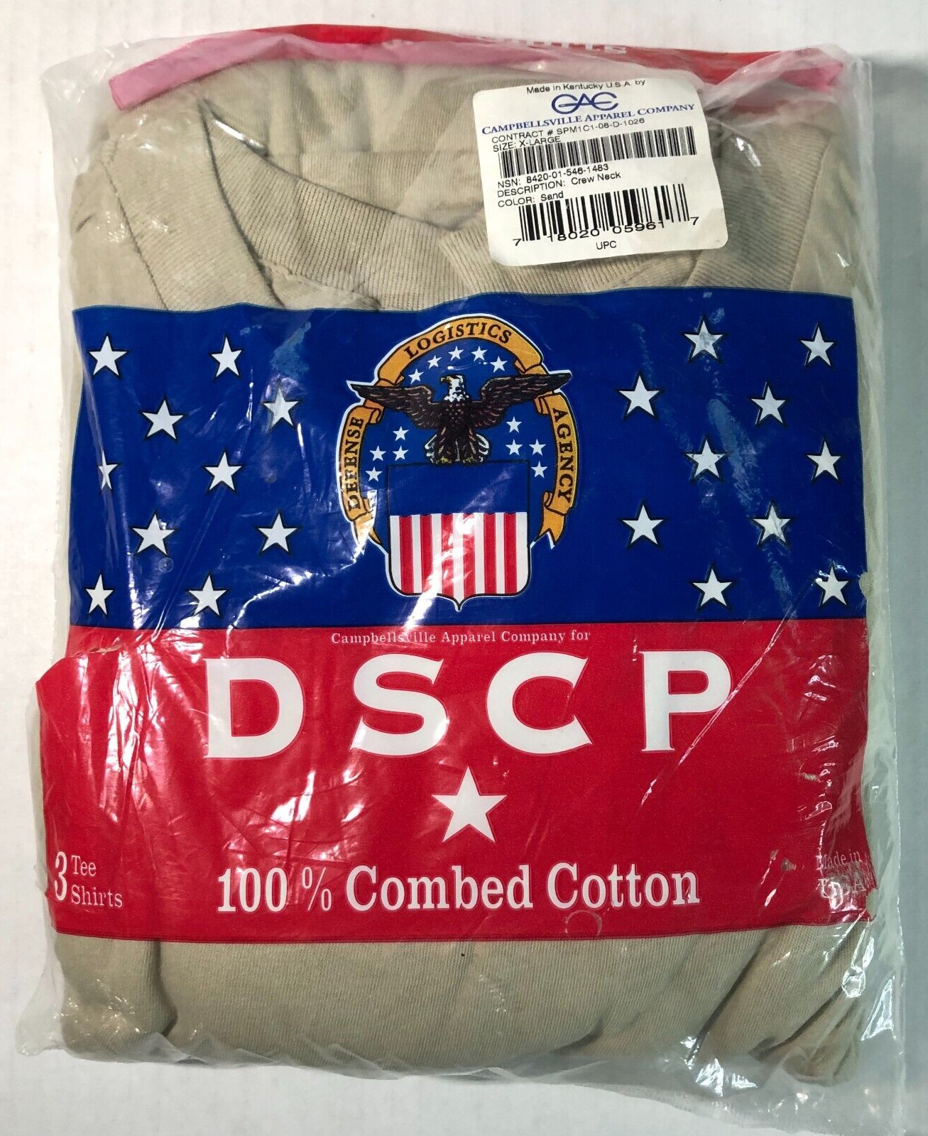US Army Uniform T-Shirt Sand size XL DSCP Campbellsville Apparel 3 Pack NEW USA