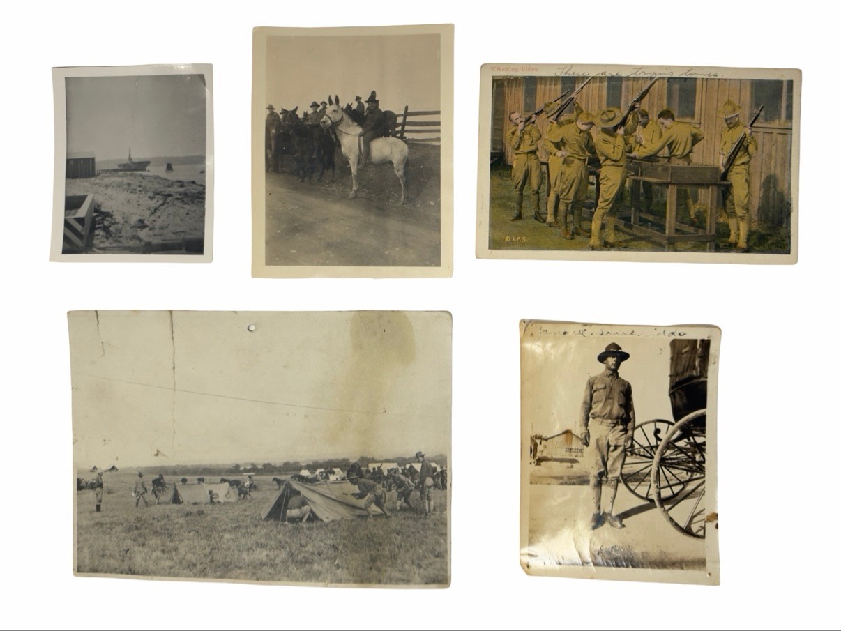 WWI US Army Photo Postcard Lot Camp Panorama Mule Soldiers Sgt Lee Rifles Card WWI US Army Photo Postcard Lot Camp Panorama Mule Soldiers Sgt Lee Rifles Card