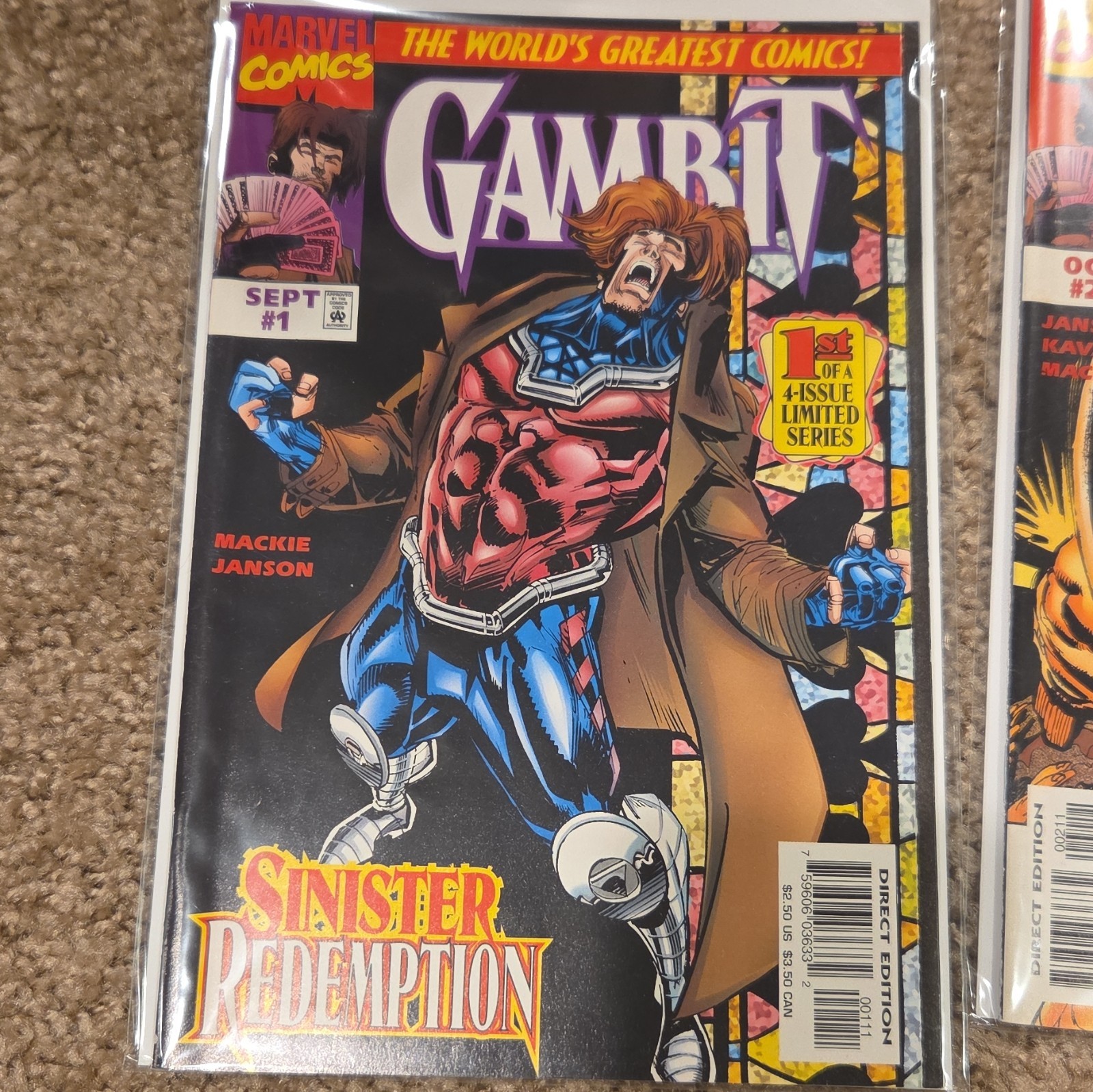 Marvel Comics Gambit #1-4 (1993) Limited Series Direct Edition Comic Lot Marvel Comics Gambit #1-4 (1993) Limited Series Direct Edition Comic Lot
