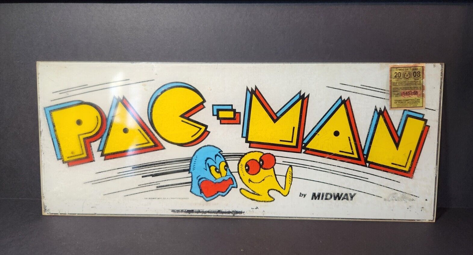 Pac Man 1980 Plexiglass Panel Arcade Game Part