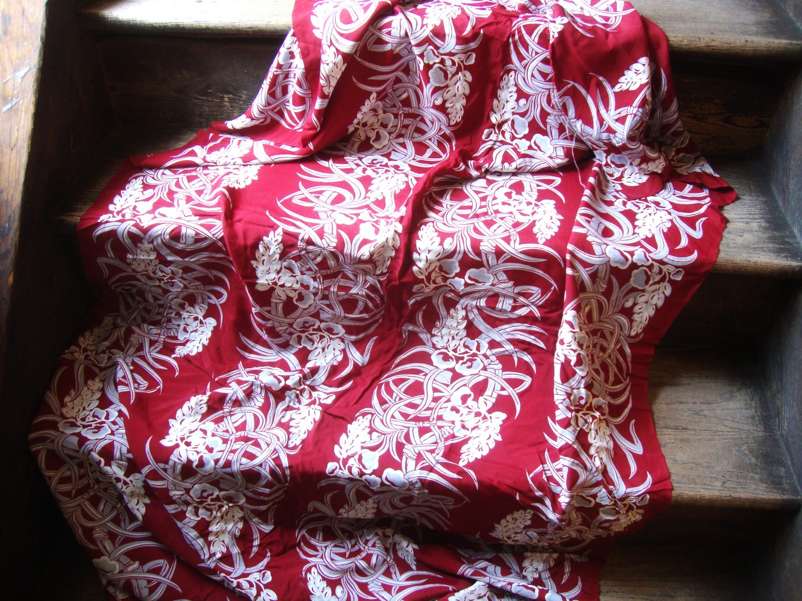 Vintage 1940\'s 1950\'s Cold Rayon Floral Print Fabric 2 Yards19 Inches X 38\