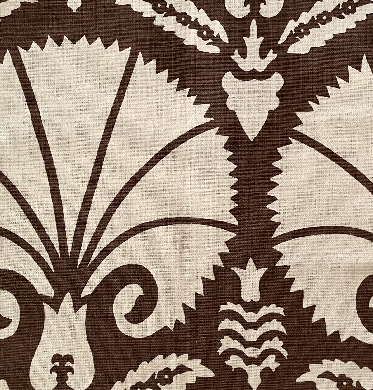 PAOLO MOSCHINO/LEE JOFA Bursa printed linen brown Turkish motif remnant