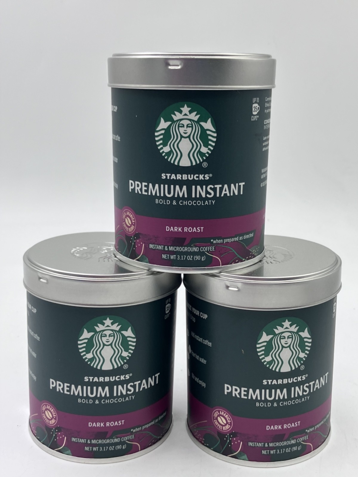 3 Pack Starbucks Premium Instant Dark Roast Coffee 3.17 Oz Each BB 09/29/2026