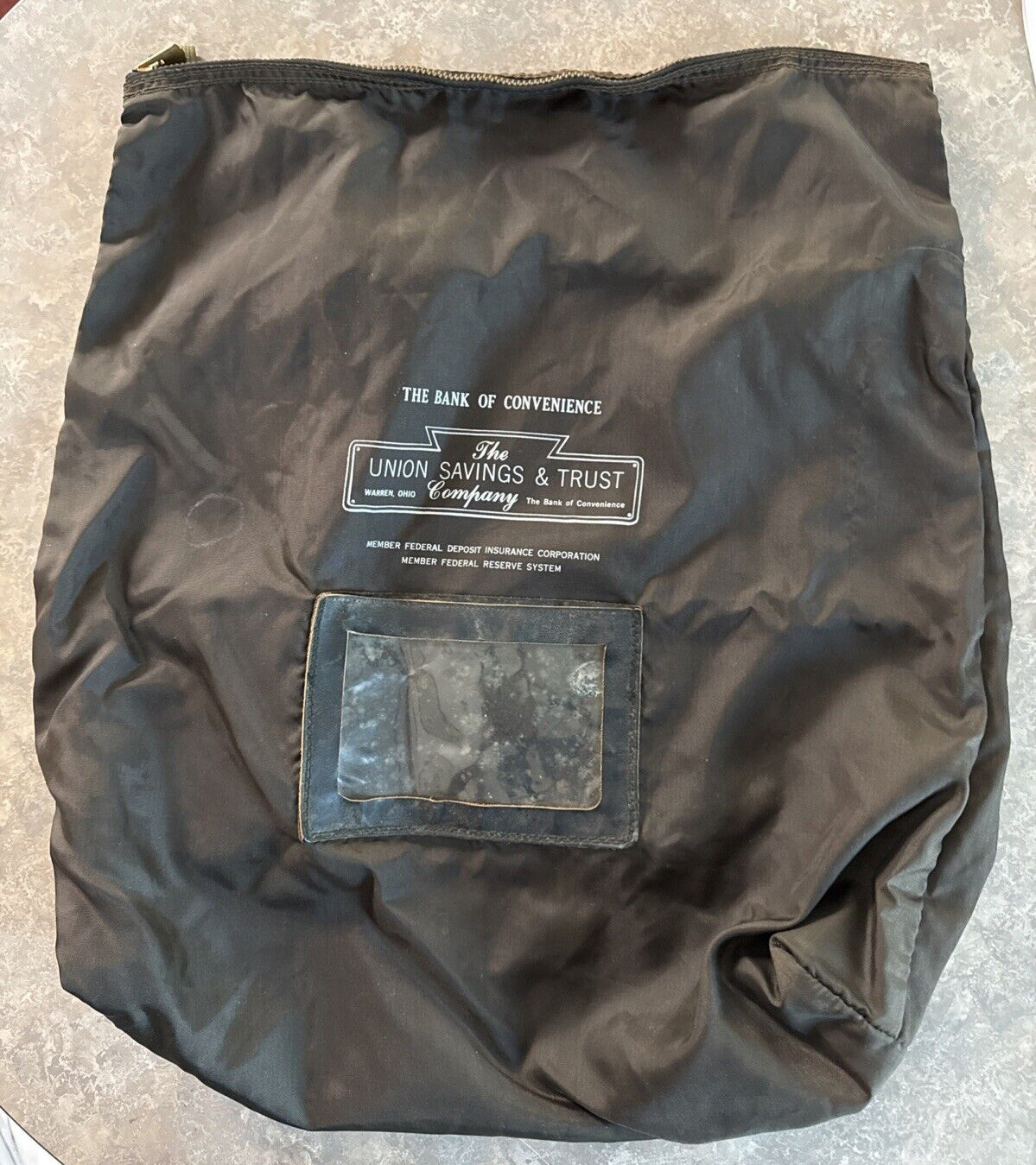 Vintage UNION SAVINGS & TRUST WARREN OHIO Canvas Coin Cash Deposit Bag 18\