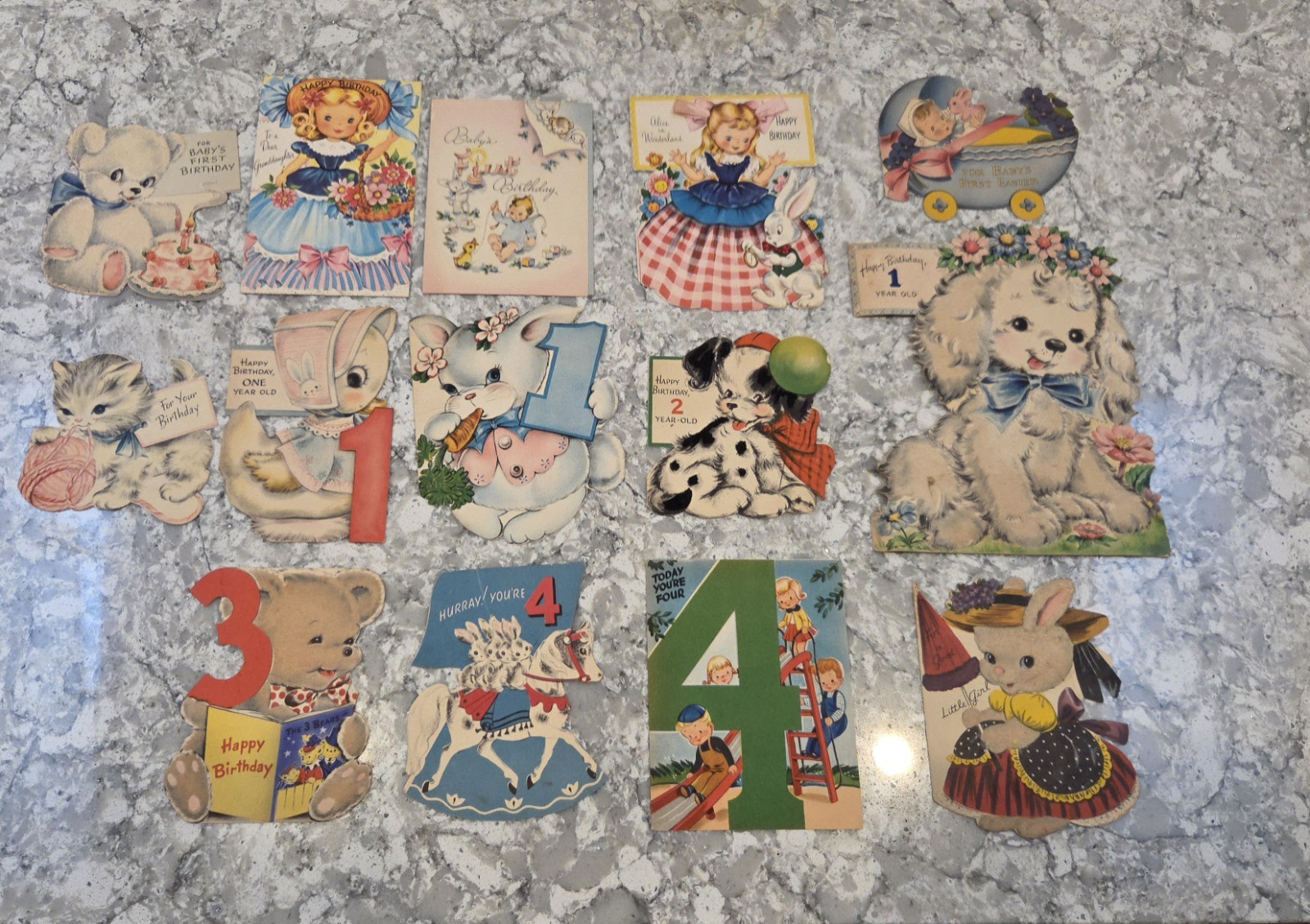 Vintage 1950s Birthday Cards Lot Craft Childrens die cut hallmark norcross baby