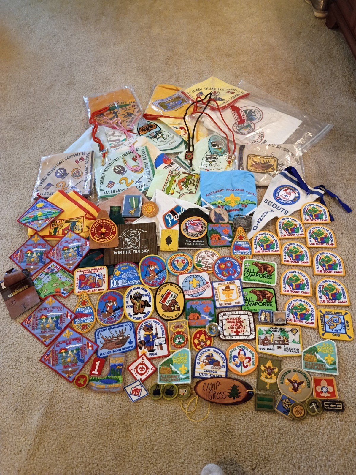 Huge Lot of Vintage BSA Patches and Scarves Lot