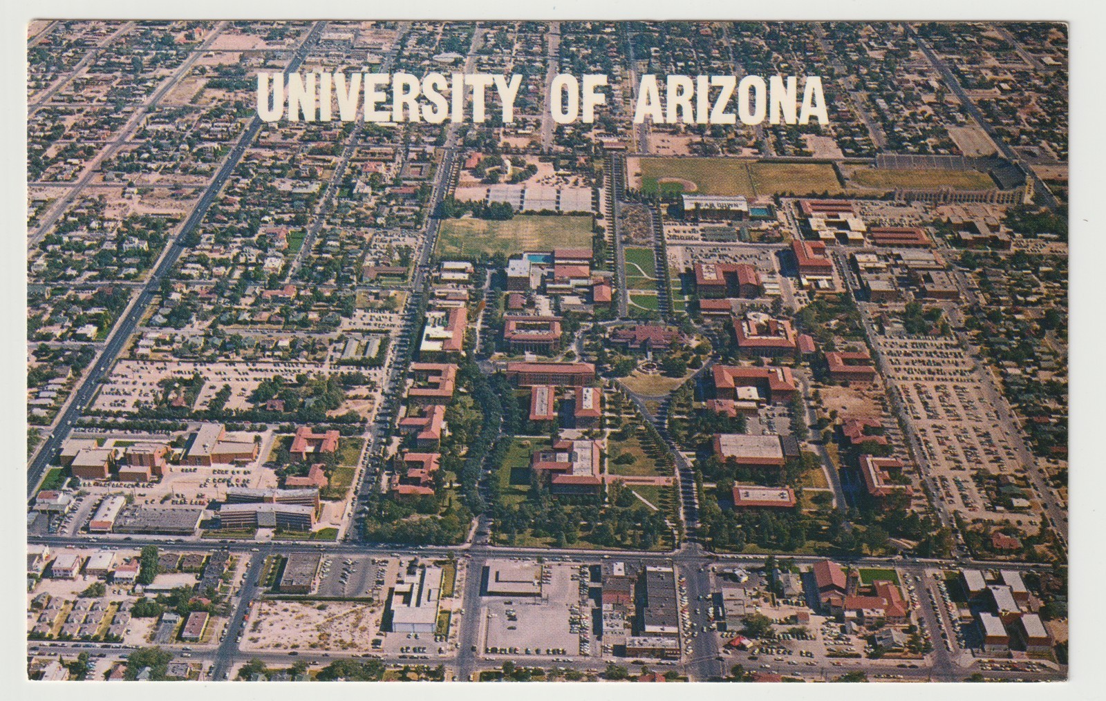 University of Arizona Aerial Campus Tucson Arizona Postcard