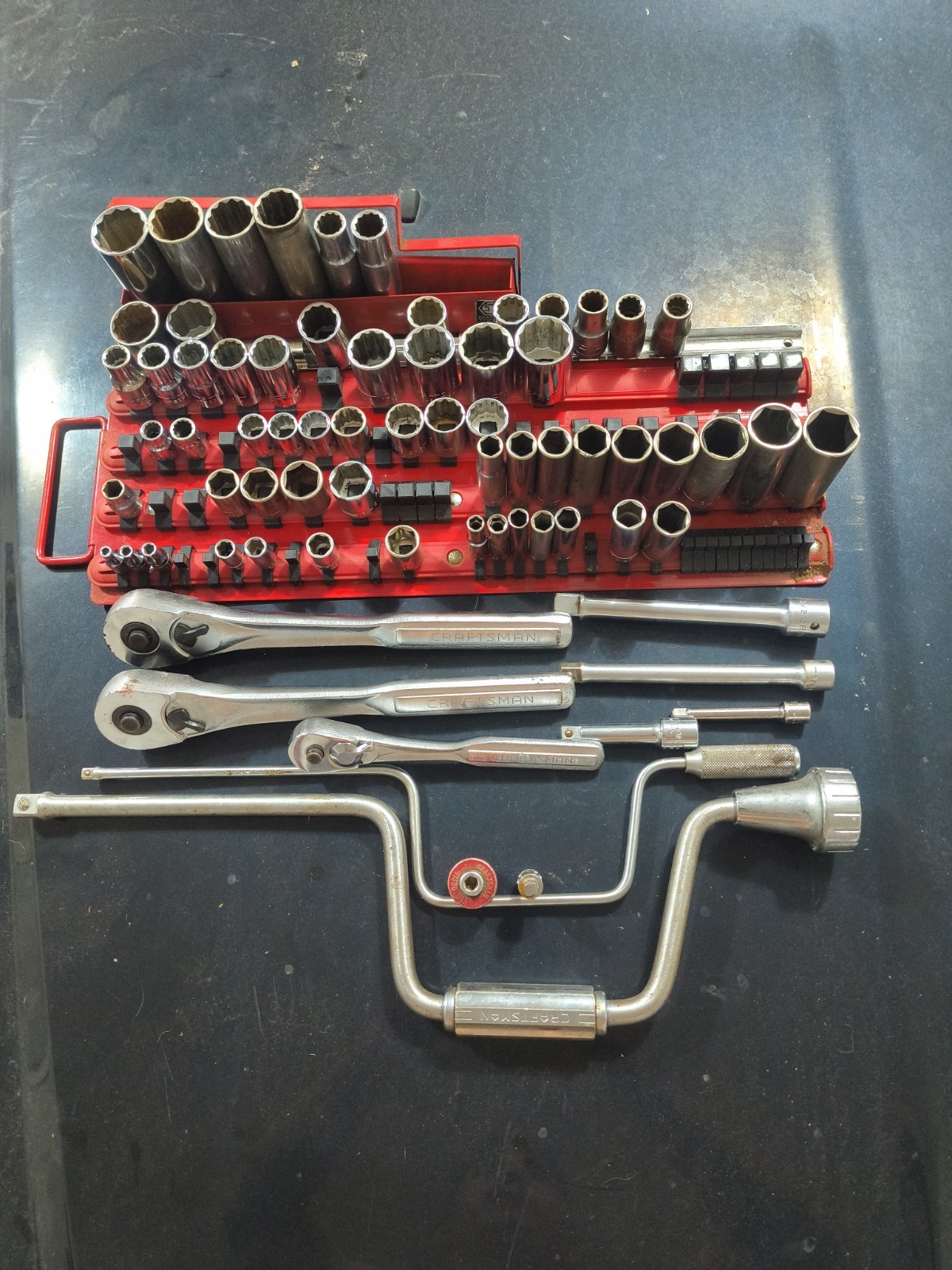Craftsman USA Tools Lot Of  72  Sockets Ratchets Metric Sae Vintage USED READ