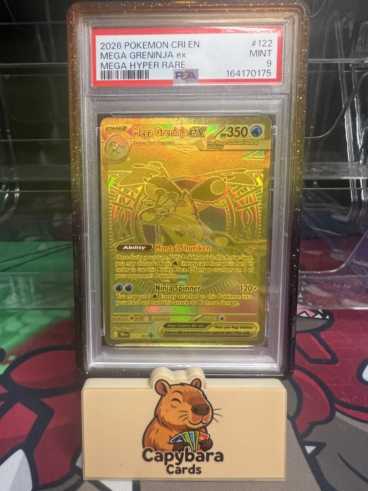 Mega Greninja ex 122/086 PSA 9 - Chaos Rising - Rare Holo Pokémon Card w.guard