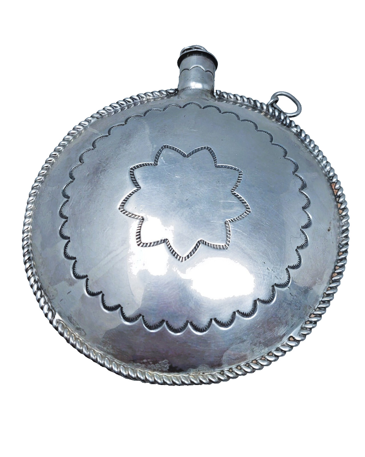 Large Antique Native American Navajo Silver  Canteen