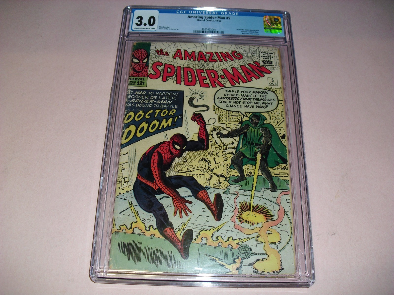 Amazing Spider-Man #5 CGC 3.0 from 1963 Marvel Doctor Doom app VG L189