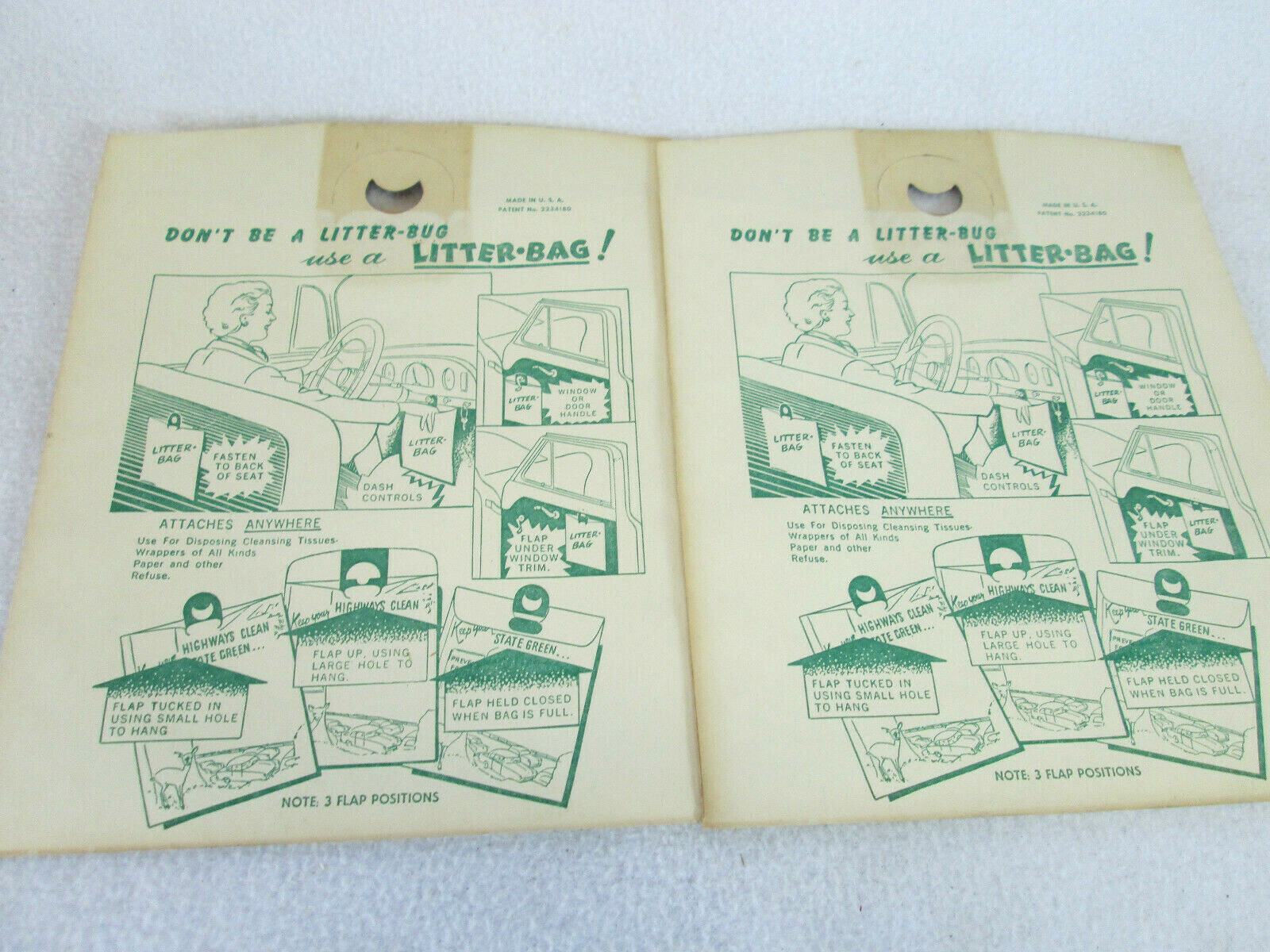 Vintage 1950's Joe's Triangle Shell gas service station paper auto litter bags