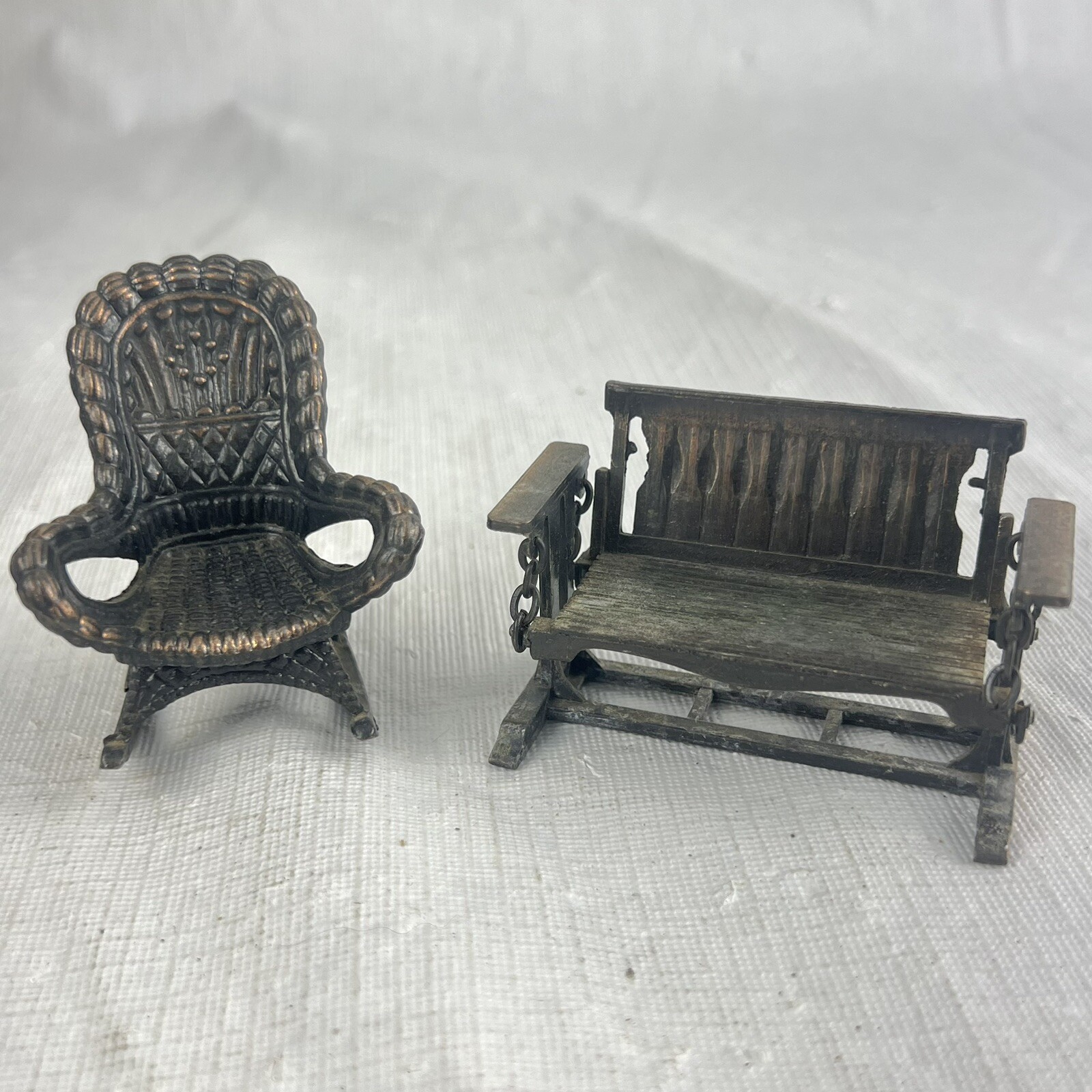 Vintage 1970\'s Durham Chair Swing Metal Dollhouse Furniture 2 Piece