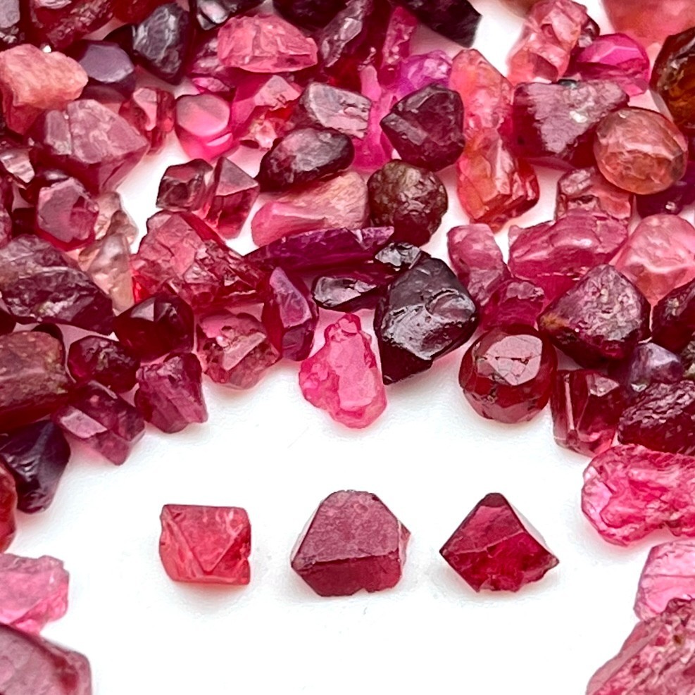 Burmese Red Spinel Rough Crystals: 25 Raw Gemstones for Jewelry