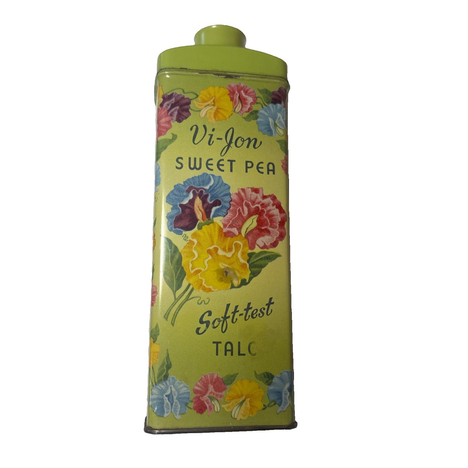 Vintage 1930s/1940s Vi-Jon Sweet Pea Talc Shaker Tin Collectible