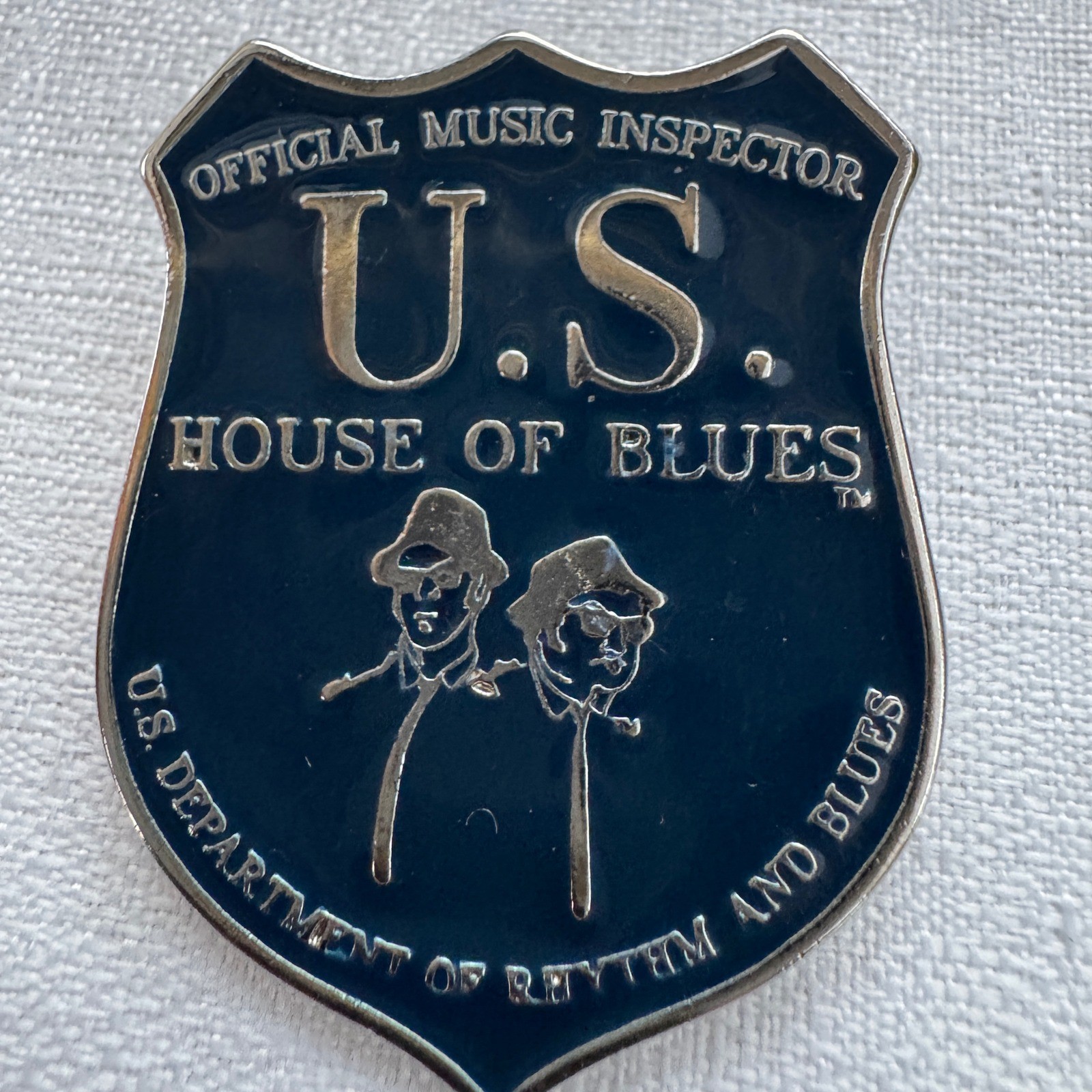 Vintage House of Blues Pin Official Music Inspector Blues Brothers Navy Silver